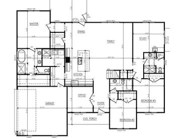 Detailed floor plan showcasing layout of kitchen, bedrooms, living spaces, and garage at 107 Viola Ln, Franklinton, NC 27525