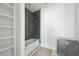 Bathroom featuring new tub and vanity under construction with shelving at 508 Northwood Dr, Raleigh, NC 27609