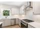 Stylish kitchen with white cabinets, stainless steel appliances, and sleek countertops for a contemporary feel at 7327 Shawan Rd, Wendell, NC 27591