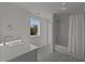 Bathroom featuring tub/shower, vanity and large window at 100 Farris Ct, Raleigh, NC 27610