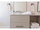 Modern bathroom vanity with sleek fixtures, ample storage, and neatly arranged towels at 600 N Roxboro St # 43, Durham, NC 27701