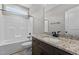 Bathroom with a shower, toilet, vanity, and granite countertops at 75 Woodbark Cv # 10, Willow Springs, NC 27592