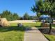 Outdoor volleyball court for residents in a community with a sign that says private property at 492 Traditions Grande Blvd # 26, Wake Forest, NC 27587
