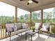 Relaxing screened porch with comfortable seating and views of the surrounding greenery at 6059 Scalybark Road, Durham, NC 27712
