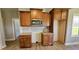 A detailed view of the kitchen cabinets and stainless steel microwave at 234 Crystal Springs Way, Benson, NC 27504