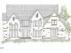 Architectural sketch of the back exterior of a two-story home with brick accents and multiple windows at 2227 Wheeler Rd, Raleigh, NC 27607