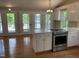 Modern kitchen featuring stainless steel appliances and views of the deck at 3309 Westcott Cir, Sanford, NC 27330