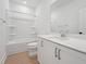 Modern bathroom featuring a vanity with a white countertop, toilet, and a shower/tub combo at 814 Barlow Dr, Knightdale, NC 27545