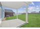 Covered patio overlooking the backyard with grassy areas at 292 Chestnut Oak Ln, Lillington, NC 27546