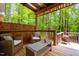 Cozy covered deck area with comfortable seating, offering a peaceful outdoor retreat at 2723 New Sharon Church Rd, Hillsborough, NC 27278