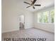 Spacious bedroom with ceiling fan, carpet, and view into ensuite bathroom at 4905 Hidden Pasture Way, Zebulon, NC 27597