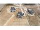 Aerial view of a newly constructed neighborhood, highlighting the layout and landscaping at 4909 Hidden Pasture Way, Zebulon, NC 27597