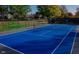 Well-maintained blue tennis court ready for a match in a vibrant, sporty community setting at 11548 Helmond Way # 120, Raleigh, NC 27617