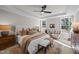 Luxurious main bedroom featuring a tray ceiling, plush bedding, ample natural light, and stylish furniture at 148 Hook Dr # 7, Fuquay Varina, NC 27526