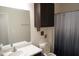 Bathroom with sink, toilet, and shower at 1850 Gillburg Road, Henderson, NC 27537