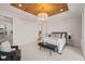 Light and airy bedroom with wood accent ceiling at 9009 Meadow Pointe Ct, Wake Forest, NC 27587