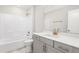 Bathroom featuring stylish vanity, bathtub, and shower at 3402 St Barts Pl, Mebane, NC 27302