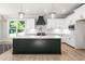 New kitchen features a large island, white cabinets, modern lighting, and stainless appliances at 3402 St Barts Pl, Mebane, NC 27302