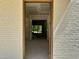 View through the front door showcasing high ceilings, a view of the back yard, and bare walls at 316 Firefly Overlook, Pittsboro, NC 27312