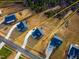 Aerial view of property showcasing property lines, landscaping, and neighborhood at 4466 Debnam Rd, Zebulon, NC 27597