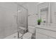 Clean bathroom with shower, toilet and vanity at 130 Summerlin Dr, Clayton, NC 27527