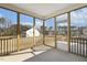 Large screened porch with views of surrounding homes and the treeline at 52 Gander Dr, Benson, NC 27504