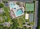 An aerial shot showcasing pools, tennis courts, and recreational facilities in the community at 3102 Castlerock Dr # 2, Burlington, NC 27215