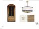 Foyer design board with wood door, light fixture, Alabaster paint, and wood flooring at 1000 Marilyn Dr, Raleigh, NC 27607