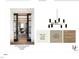 Study design board showing sliding glass doors, chandelier, Alabaster paint and Prairie Grass at 1000 Marilyn Dr, Raleigh, NC 27607