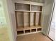 A custom mudroom build featuring custom woodwork and storage at 155 Gaines Trl, Pittsboro, NC 27312