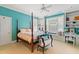 Bright bedroom with large windows, built-in shelves, and a decorative chair at 1820 Oatlands Court Ct, Wake Forest, NC 27587