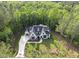 Aerial shot of an elegant two-story home surrounded by mature trees and lush landscaping at 7621 Falls Creek Ln, Raleigh, NC 27614