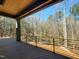 Scenic view from the wooden deck overlooking a lush wooded area at 7621 Falls Creek Ln, Raleigh, NC 27614