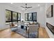 Living room with fireplace and large windows at 517 Edgecreek Ct, Raleigh, NC 27604