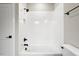 Modern bathroom with white subway tile shower and bathtub at 406 Terry Rd, Hillsborough, NC 27278