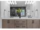 Modern bathroom with double vanity, neutral-tone cabinets, and large mirrors with stylish lighting fixtures at 861 Wimbleton Dr, Raleigh, NC 27609