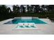 Modern pool with water features and sun loungers, creating a tranquil and luxurious outdoor space at 865 Wimbleton Dr, Raleigh, NC 27609