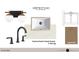 Powder bath featuring a dark faucet, calacatta countertop, and modern lighting at 865 Wimbleton Dr, Raleigh, NC 27609