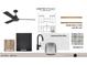 Modern wet bar with black cabinets, sleek countertop, stylish lighting, floating shelves, and backsplash tile at 865 Wimbleton Dr, Raleigh, NC 27609