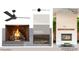 Screened porch design, front porch flooring, firebox with mantel, and SW Drift of Mist paint color at 708 Catawba St, Raleigh, NC 27609