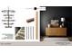 Modern stairway design featuring a metal baluster with wood handrail and tread lighting at 708 Catawba St, Raleigh, NC 27609