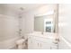 Clean bathroom with a tub-shower combo, toilet, and vanity with a large mirror at 569 Marthas Vw Way, Wake Forest, NC 27587