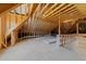 Unfinished attic space with exposed wood beams, subfloor, and ductwork, offering potential for customization at 25 Cotton Fields Ln # 29, Fuquay Varina, NC 27526