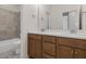 Bathroom with a double vanity and a shower/tub combo at 146 Wood Wedge, Sanford, NC 27332
