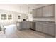 Kitchen features granite countertops, stainless dishwasher and gray cabinets at 136 Newport Lndg, Garner, NC 27529