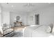 Spacious bedroom with a ceiling fan, comfortable seating, and stylish decor at 610 Rocky Knob Ct, Raleigh, NC 27601