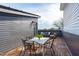 Entertaining space on the rooftop deck featuring a dining set, soft chairs and outdoor views at 610 Rocky Knob Ct, Raleigh, NC 27601