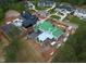 Aerial view showing the roof layout of this to-be-completed home, in a new luxury home community at 4812 Parker Meadow Dr, Raleigh, NC 27614