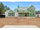 Two-story home featuring green building wrap on the exterior walls under construction at 4812 Parker Meadow Dr, Raleigh, NC 27614