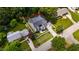 Beautiful aerial view of a modern home featuring lush greenery, manicured lawns, and private driveway at 5208 Knollwood Rd, Raleigh, NC 27609